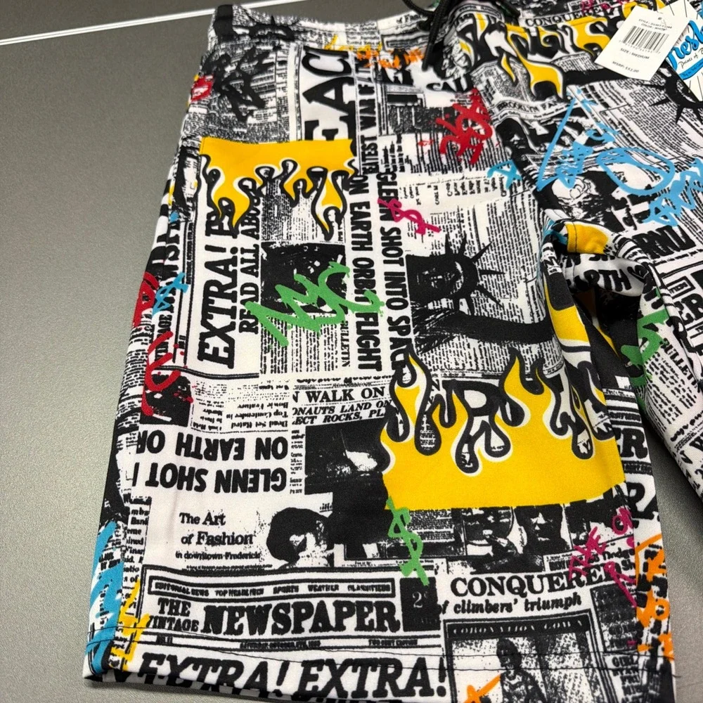 Men's Graphic Board Shorts Swim Trunks Size M| New With‎ Tags